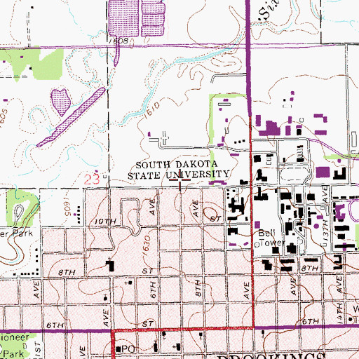 Topographic Map of Meadows South Apartments, SD