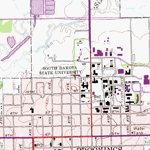 Topographic Map of Hansen Hall, SD