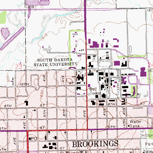 Topographic Map of Waneta Hall, SD