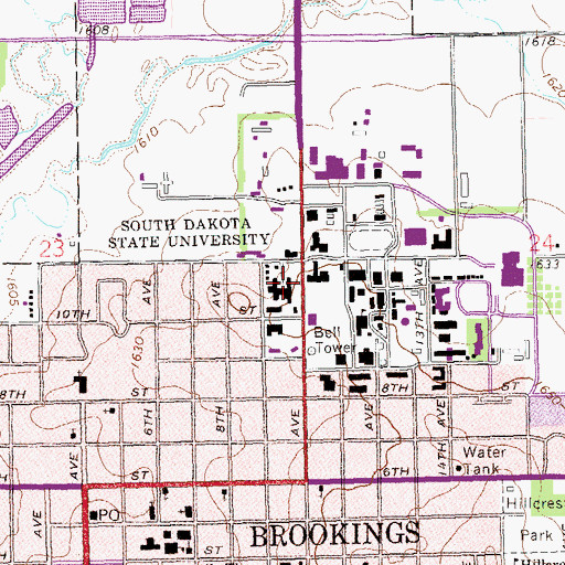 Topographic Map of Wenona Hall, SD