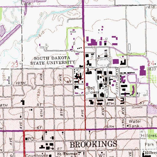 Topographic Map of Wecota Hall, SD