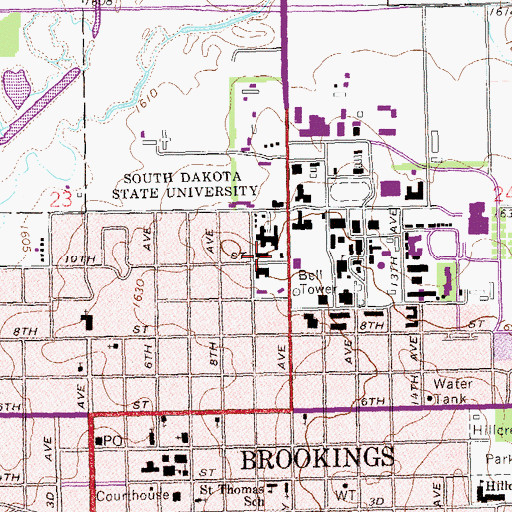 Topographic Map of West Hall, SD