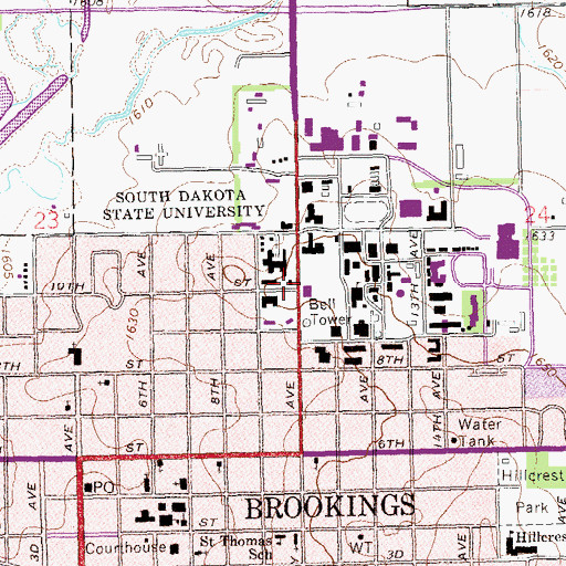 Topographic Map of Woodbine Cottage, SD