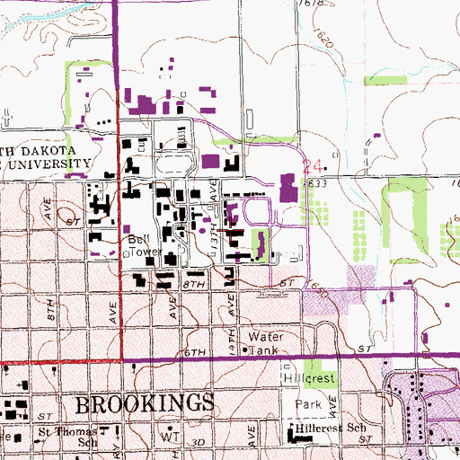 Topographic Map of Mathews Hall, SD