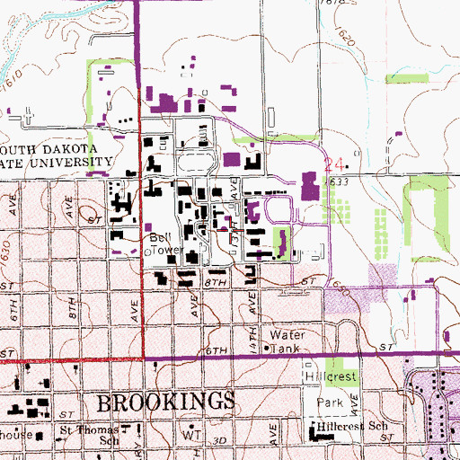 Topographic Map of Spencer Hall, SD