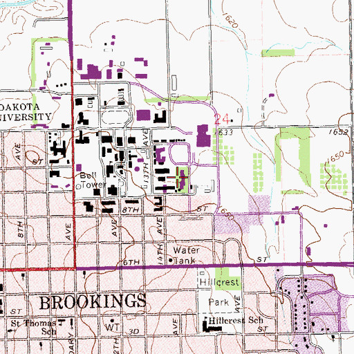 Topographic Map of Pierson Hall, SD
