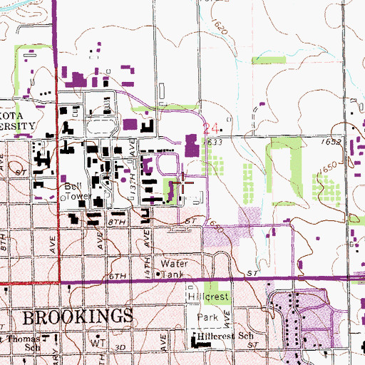 Topographic Map of Caldwell Hall, SD