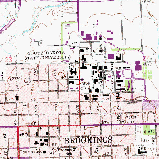 Topographic Map of South Dakota Art Museum, SD