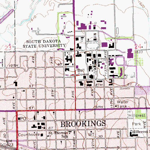 Topographic Map of Coughlin Campanile, SD