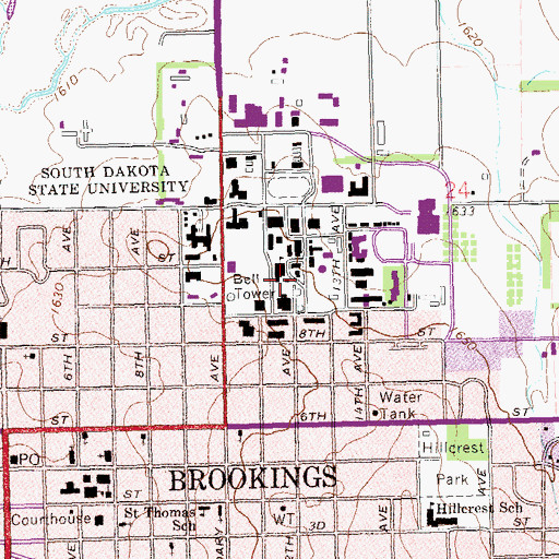 Topographic Map of Old Horticulture Building, SD
