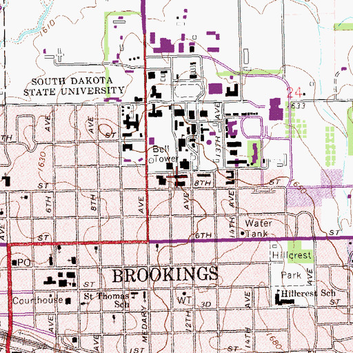 Topographic Map of Crothers Engineering Hall, SD