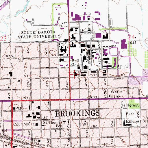 Topographic Map of Pugsley Continuing Education Center, SD