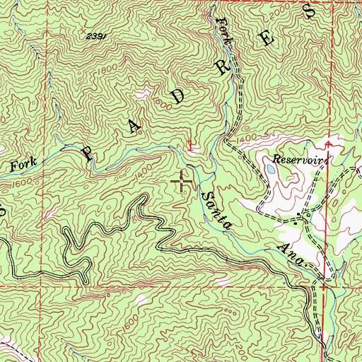 Topographic Map of North Fork Santa Ana Creek, CA