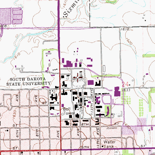 Topographic Map of Plant Science Building, SD