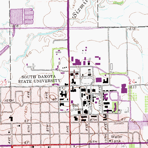 Topographic Map of West Headhouse and Greenhouse, SD