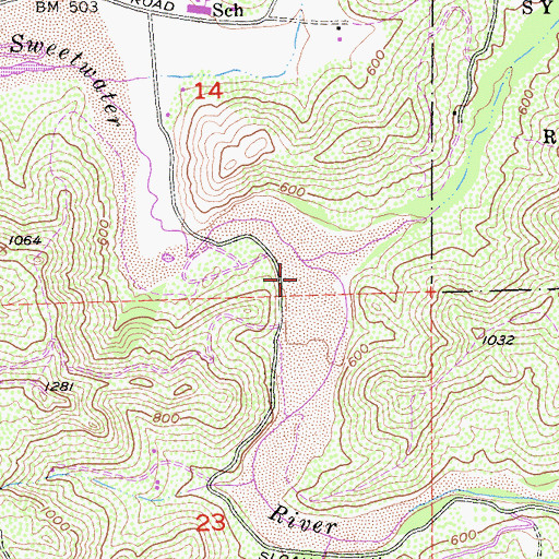 Topographic Map of North Fork Sweetwater River, CA