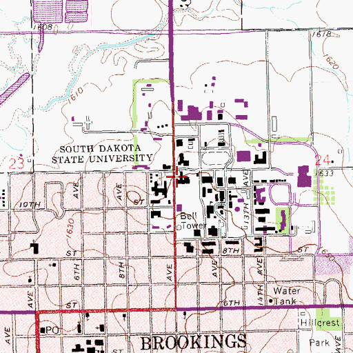 Topographic Map of Berg Agricultural Hall, SD