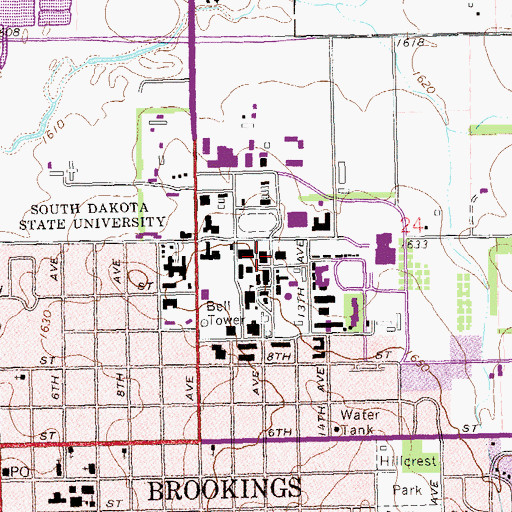 Topographic Map of Yeager Hall, SD