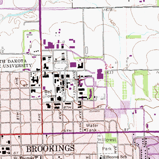 Topographic Map of University Student Union, SD