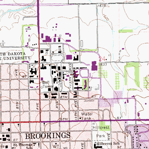 Topographic Map of South Dakota State University Bookstore, SD