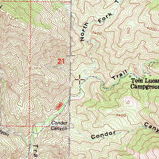 Topographic Map of North Fork Trail Canyon, CA