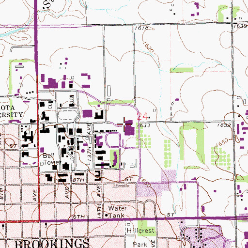 Topographic Map of Stanley J Marshall Health Physical Education and Recreation Center, SD
