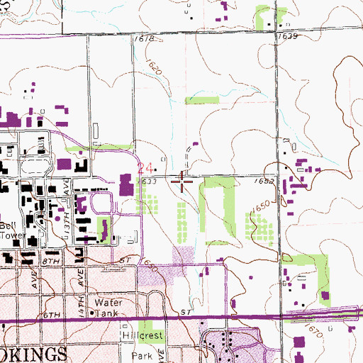 Topographic Map of South Dakota State University Disc Golf Course, SD