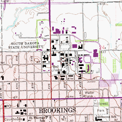 Topographic Map of Avera Health and Science Center, SD