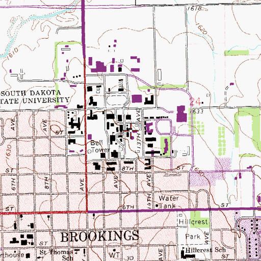 Topographic Map of Wagner Hall, SD