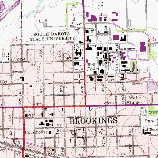 Topographic Map of South Dakota State University Foundation Building, SD