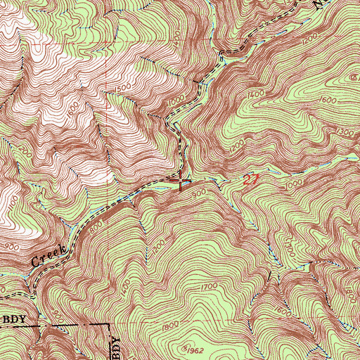 Topographic Map of North Fork Willow Creek, CA