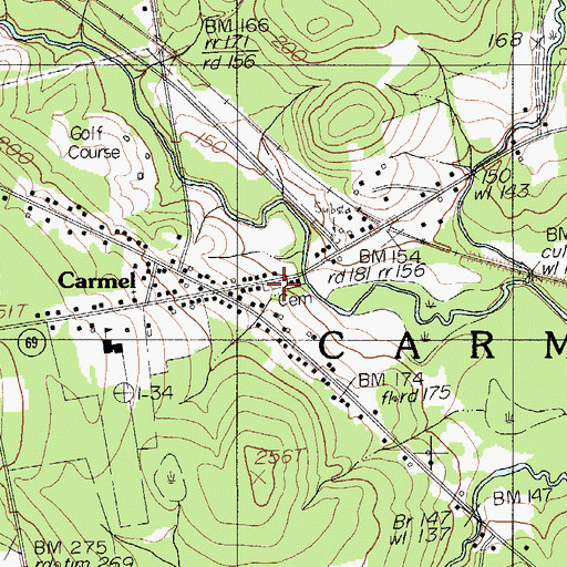 Topographic Map of Village Cemetery, ME