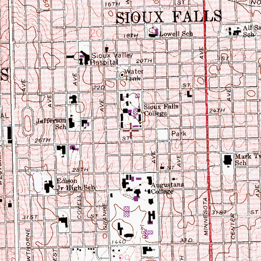 Topographic Map of Cleveland Professional Development Center, SD