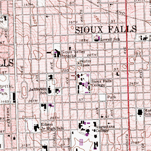 Topographic Map of Grand Island Hall, SD