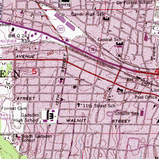 Topographic Map of Abundant Life Church of God, AL