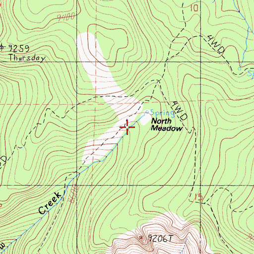 Topographic Map of North Meadow, CA