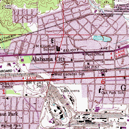 Topographic Map of United Christian Church, AL