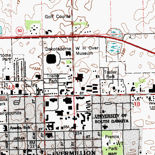 Topographic Map of Warren M Lee Center for the Fine Arts, SD