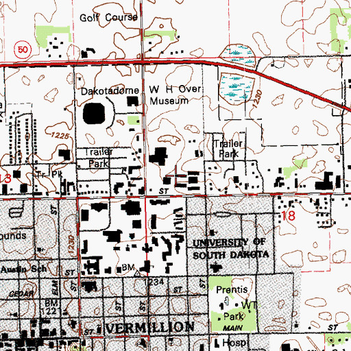Topographic Map of Olson Hall, SD