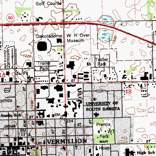Topographic Map of Mickelson Hall, SD