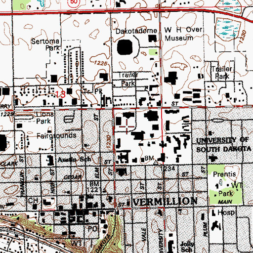 Topographic Map of Beacom Hall, SD