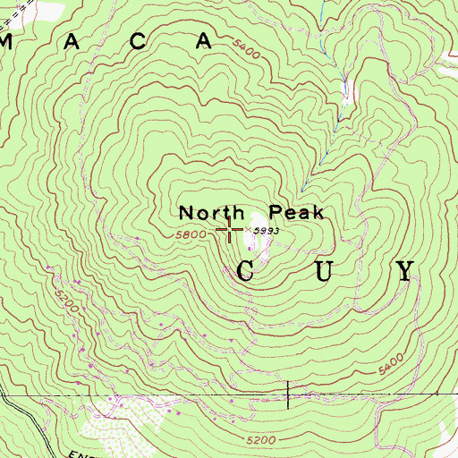Topographic Map of North Peak, CA