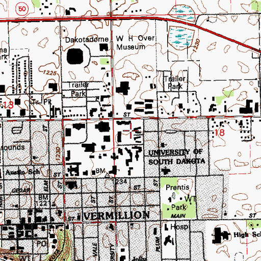 Topographic Map of Redwood Courts, SD