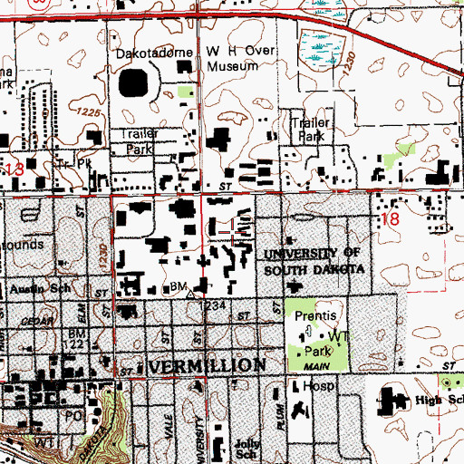 Topographic Map of Cypress Courts, SD