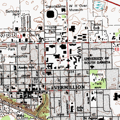 Topographic Map of Danforth Chapel, SD