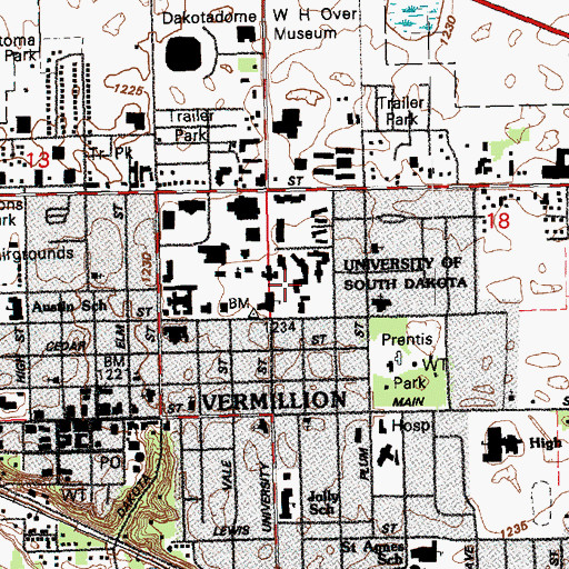 Topographic Map of East Hall, SD