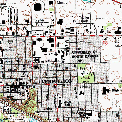 Topographic Map of Arts and Sciences Building, SD