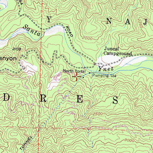 Topographic Map of North Portal, CA