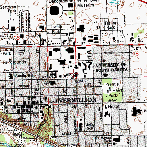 Topographic Map of Aalfs Auditorium, SD