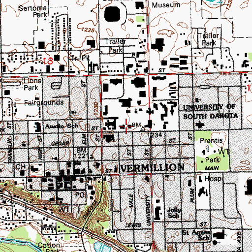 Topographic Map of National Music Museum, SD